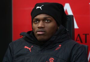 MILAN, ITALY - JANUARY 29: Rafael Leao of AC Milan looks on before the Serie A match between AC Milan and US Sassuolo at Stadio Giuseppe Meazza on January 29, 2023 in Milan, Italy. (Photo by Marco Luzzani/Getty Images)