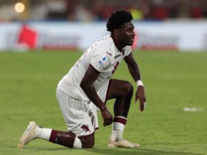 MONZA, ITALY - AUGUST 13: Ola Aina of Torino FC looks on during the Serie A match between AC Monza and Torino FC at Stadio Brianteo on August 13, 2022 in Monza, Italy. (Photo by Emilio Andreoli/Getty Images)