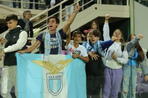 FLORENCE, ITALY - OCTOBER 10: Fans of SS Lazio during the Serie A match between ACF Fiorentina and SS Lazio at Stadio Artemio Franchi on October 10, 2022 in Florence, Italy. (Photo by Gabriele Maltinti/Getty Images)