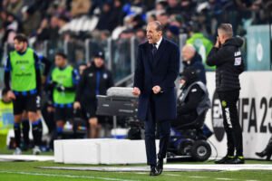 TURIN, ITALY - JANUARY 22: Massimiliano Allegri, Head Coach of Juventus, reacts during the Serie A match between Juventus and Atalanta BC at Allianz Stadium on January 22, 2023 in Turin, Italy. (Photo by Valerio Pennicino/Getty Images)