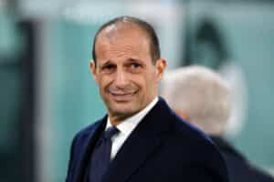 TURIN, ITALY - FEBRUARY 02: Massimiliano Allegri, Head Coach of Juventus, looks on prior to the Coppa Italia Quarter Final match between Juventus FC and SS Lazio at Allianz Stadium on February 02, 2023 in Turin, Italy. (Photo by Valerio Pennicino/Getty Images)