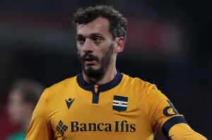 MONZA, ITALY - FEBRUARY 06: Manolo Gabbiadini of UC Sampdoria looks on during the Serie A match between AC Monza and UC Sampdoria at Stadio Brianteo on February 06, 2023 in Monza, Italy. (Photo by Emilio Andreoli/Getty Images)