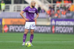FLORENCE, ITALY - FEBRUARY 19: Sofyan Amrabat of ACF Fiorentina looks on during the Serie A match between ACF Fiorentina and Empoli FC at Stadio Artemio Franchi on February 19, 2023 in Florence, Italy. (Photo by Gabriele Maltinti/Getty Images)