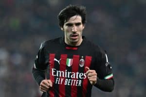 UDINE, ITALY - MARCH 18: Sandro Tonali of AC Milan looks on during the Serie A match between Udinese Calcio and AC MIlan at Dacia Arena on March 18, 2023 in Udine, Italy. (Photo by Alessandro Sabattini/Getty Images)